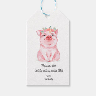 Whimsical Watercolor Pig Vielen Dank Geschenkanhänger