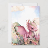 Whimsical Watercolor Pink Dragon Baby Dusche Einladung (Rückseite)