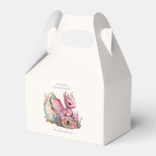 Whimsical Watercolor Pink Dragon Baby Dusche Geschenkschachtel (Vorderseite)
