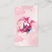 Whimsical Watercolor Pink Dragon Diaper Raffel Begleitkarte (Rückseite)