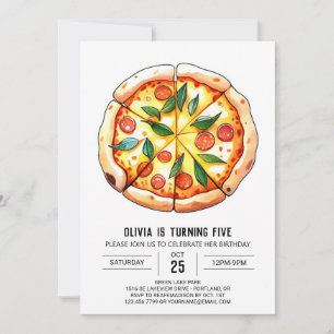Whimsical Watercolor Pizza zum Geburtstag Einladung