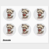 Whimsical Watercolor Raccoon Love Sticker (Blatt)