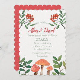 Whimsical Watercolor Red Mushroom Wedding Einladung