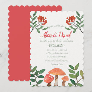 Whimsical Watercolor Red Mushroom Wedding Einladung