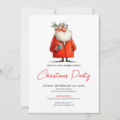 Whimsical Watercolor Santa Funny Holiday Invite Einladung (Vorderseite)