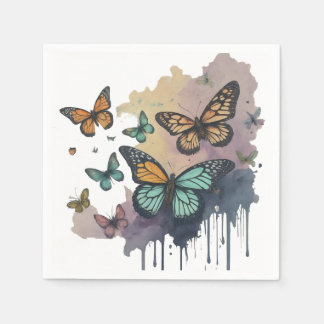 Whimsical Watercolor-Schmetterlinge Serviette