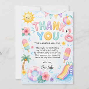 Whimsical Watercolor Splish Splash Geburtstag Dankeskarte