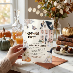 Whimsical Watercolor Spukhaus Halloween-Party Einladung