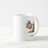 Whimsical Watercolor Squirrel Personalized Name Kaffeetasse (VorderseiteRechts)