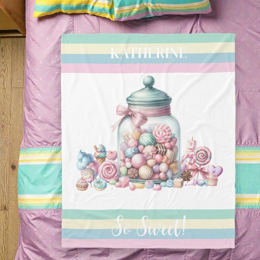 Whimsical Watercolor Süßigkeiten Fleecedecke