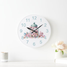 Whimsical Watercolor Süßigkeiten Große Wanduhr
