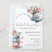 Whimsical Watercolor Tea Bridal Dusche Einladung (Vorderseite)