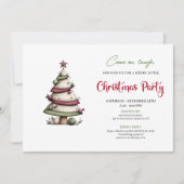 Whimsical watercolor tree funny Christmas invite Einladung (Vorderseite)