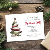 Whimsical watercolor tree funny Christmas invite Einladung