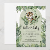 Whimsical Watercolor tropische Vegetation niedlich Einladung (Vorne/Hinten)