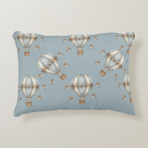 Whimsical Watercolor Vintage Heißluftballon-Muster Dekokissen
