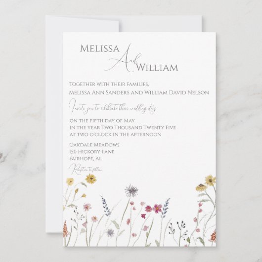 Whimsical Watercolor Wedding Einladung (Vorderseite)