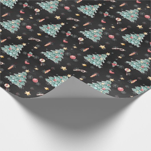 Whimsical Watercolor Weihnachtsbaum Geschenkpapier (Ecke)