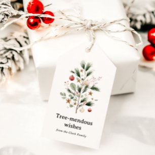 Whimsical Watercolor Weihnachtsbaum Personalisiert Geschenkanhänger