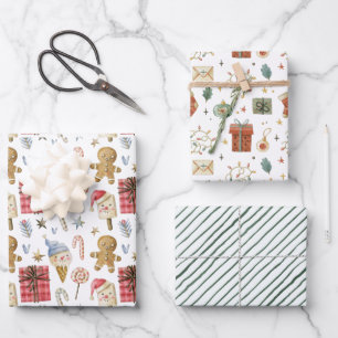 Whimsical Watercolor Weihnachtsbilder Geschenkpapier Set