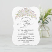 Whimsical Watercolor White Pink Roses Wedding Einladung (Stehend Vorderseite)