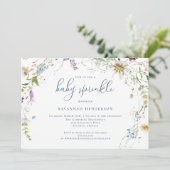 Whimsical Watercolor Wildblume Baby Sprinkle Einladung (Stehend Vorderseite)