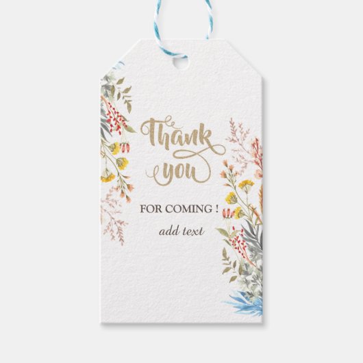 Whimsical Watercolor-Wildblume getrocknet Geschenkanhänger (Vorderseite)