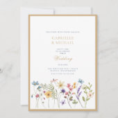 Whimsical Watercolor Wildblumen Goldhochzeit Einladung (Vorderseite)