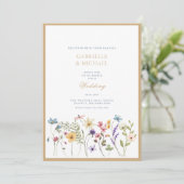Whimsical Watercolor Wildblumen Goldhochzeit Einladung (Stehend Vorderseite)