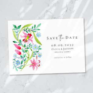 Whimsical Watercolor Wildblumen Schrift Hochzeit Save The Date