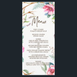 Whimsical Watercolor Wreath Wedding Menu Card Menükarte<br><div class="desc">Boho inspirierte Menükarte mit Aquarellfarben-Blume. Diese Karte ist perfekt für Frühjahrsveranstaltungen geeignet. Matching-Elemente sind verfügbar.</div>