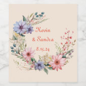 Whimsical Watercolor Wreath Weinetikett (Einzelnes Label)