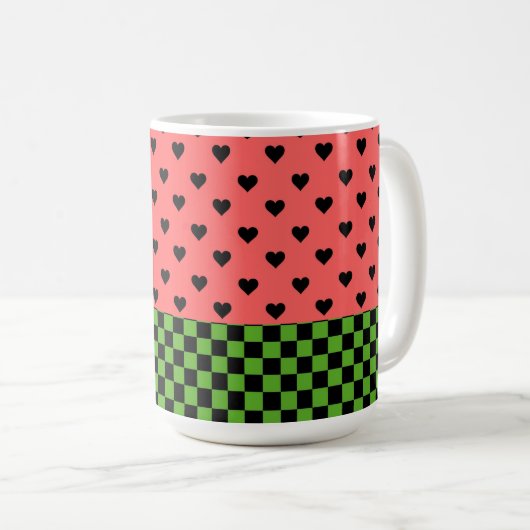 Whimsical Watermelon Colors Gemustert Kaffeetasse (VorderseiteRechts)