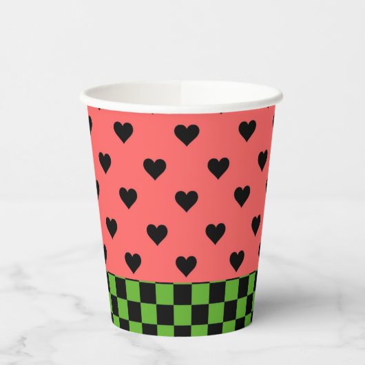 Whimsical Watermelon Colors Gemustert Pappbecher (Links)
