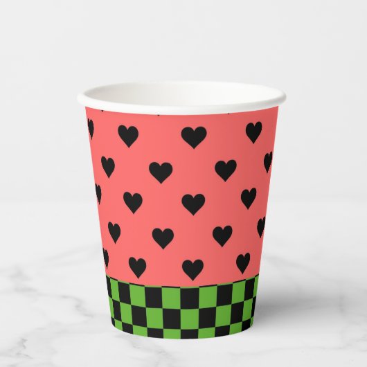 Whimsical Watermelon Colors Gemustert Pappbecher (Vorderseite)