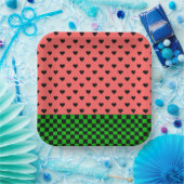 Whimsical Watermelon Colors Gemustert Pappteller (Party)