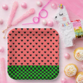 Whimsical Watermelon Colors Gemustert Pappteller (Party)