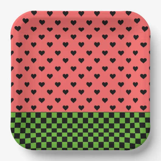 Whimsical Watermelon Colors Gemustert Pappteller (Vorderseite)