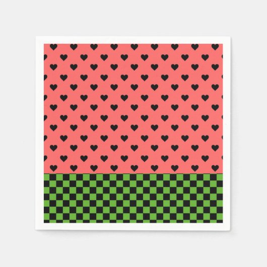 Whimsical Watermelon Colors Gemustert Serviette (Vorderseite)