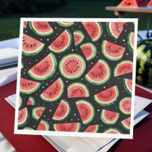 Whimsical Watermelon Watercolor auf Starry Black