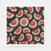 Whimsical Watermelon Watercolor auf Starry Black Serviette (Vorderseite)