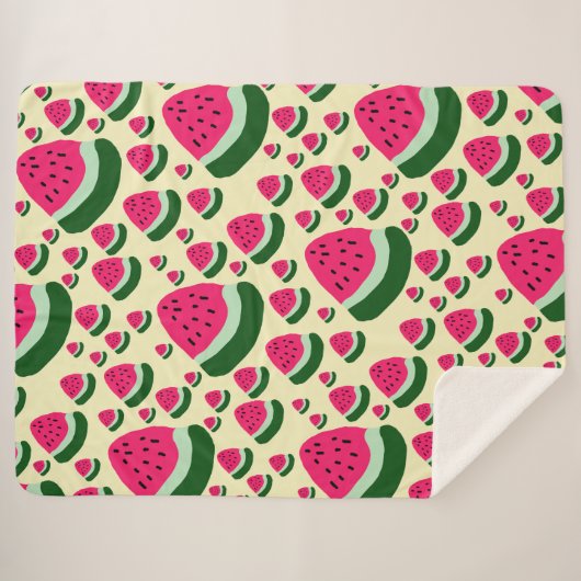 Whimsical Watermelons Cute Summer Fruit Pattern Sherpadecke (Vorderseite (Horizontal))