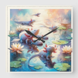 Whimsical Waters 2 - Watercolor Quadratische Wanduhr