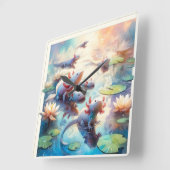 Whimsical Waters 2 - Watercolor Quadratische Wanduhr (Winkel)