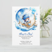 Whimsical Waves Nautical Boy Baby Dusche Einladung (Stehend Vorderseite)