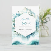 Whimsical Waves Nautical Wedding Save The Date (Stehend Vorderseite)