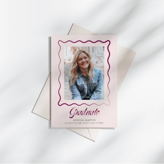 Whimsical Wavy Border Graduation Announcement Einladung