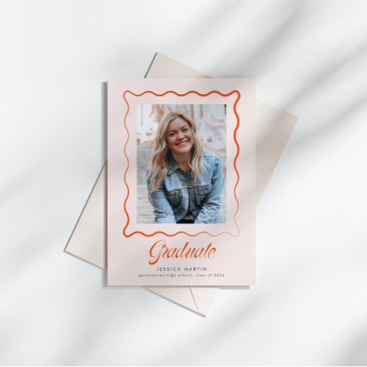 Whimsical Wavy Border Graduation Announcement Einladung