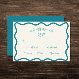 Whimsical Wavy Border Handgeschriebene Blue RSVP C Karte