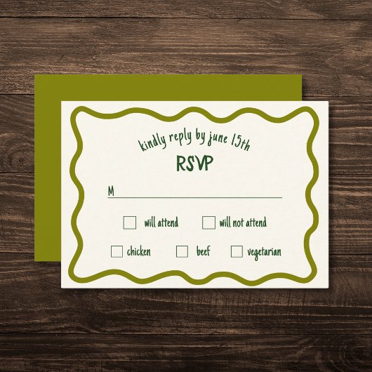 Whimsical Wavy Border Handgeschriebene RSVP-Karte RSVP Karte